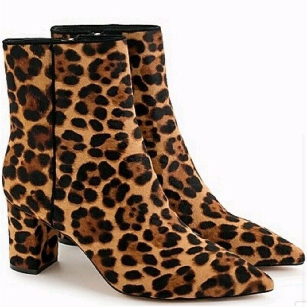 J.Crew Pointed-toe Sadie boots leopard calf hair AB113